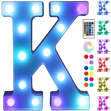 Imagem de Foaky Luzes de LED coloridas com controle remoto, letreiro com letras iluminadas para luz noturna, casamento/festa de aniversário, lâmpada de Natal alimentada por bateria, decoração de bar para casa