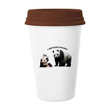 Imagem de Father Care Panda Child Art Deco Gift Caneca moderna de café bebendo vidro cerâmica copo tampa
