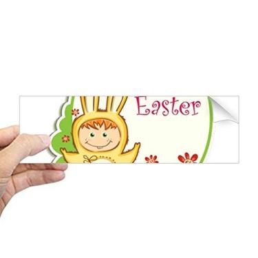 Imagem de DIYthinker Adesivo retangular Happy Easter Coelhinho amarelo criança cultura ovo adesivo para janela notebook
