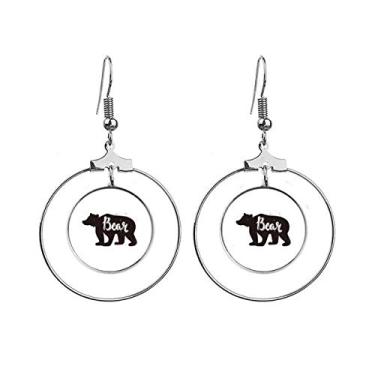 Imagem de Brincos de urso preto e branco de animal, joia pendurada, argola