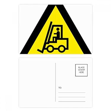 Imagem de Símbolo de aviso amarelo preto empilhadeira triângulo conjunto de cartão postal aniversário correspondência cartão de agradecimento