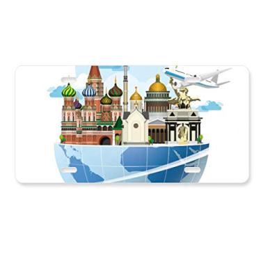 Imagem de DIYthinker Placa de licença de avião Catedral de São Basílio da Rússia Placa de carro Decoração de aço inoxidável