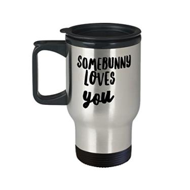 Imagem de Caneca de viagem Somebunny Loves You – Caneca de viagem com orelhas de coelho – de Natal