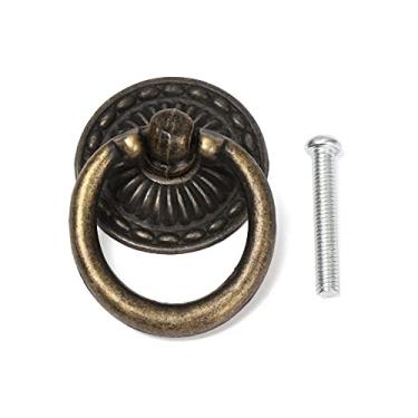 Imagem de Estilo Retro Anel Alças de Bronze Guarda-roupa Puxa Gabinete de Furo Único Puxar Maçanetas Auxiliares Multiuso para Móveis Duráveis, 1