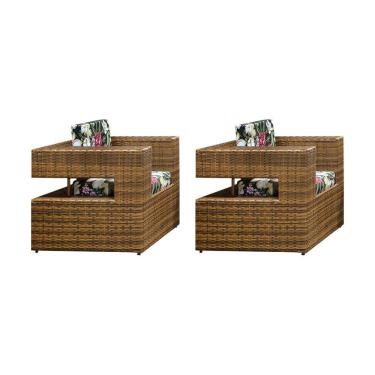 Imagem de Kit 2 Poltronas em Junco Florida Camburiú Base Aço - Imbuia