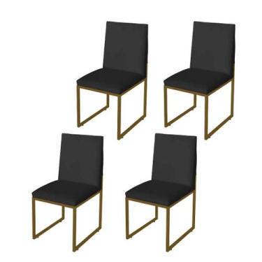 Imagem de Kit 4 Cadeiras Jantar Metálica Dourado Suede Garden - Mafer - Móveis M