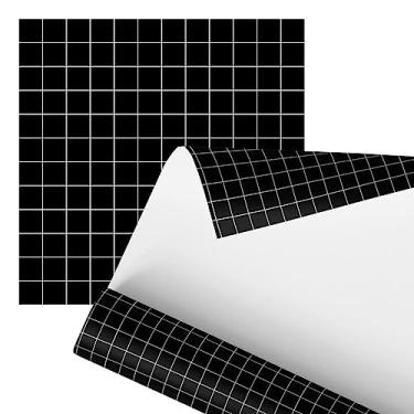 Imagem de Papel De Parede Adesivo Azulejo Pastilha Preto Cozinha 2,80m