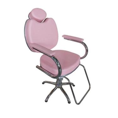 Imagem de Cadeira Para Salão Cabeleireiro Fixa Hidráulica Rosa Bebê - Bueno Cade