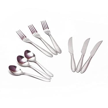 Imagem de Jogo De Talheres Faqueiro 18 Peças 6 Garfos 6 Facas 6 Colheres em Aço Inox De Qualidade