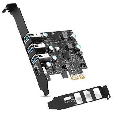 Imagem de Placa de expansão PCI-E para USB 3.0 tipo C +3 tipo A - Interface USB 3.0 4 portas Express Card Desktop suporta UASP com suporte de perfil baixo para Windows MAC Pro Linux