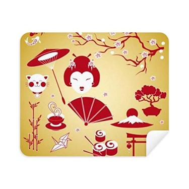Imagem de Pano de limpeza de tela de telefone vermelho amarelo branco Cup Sushi Japão 2 peças tecido de camurça