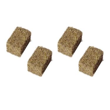 Imagem de Colaxi 4 pçs mini fardos de feno em miniatura portátil multifuncional simulado palheiro para artesanal diy mesa areia quintal decoração casa bonecas, Retângulo
