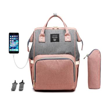 Imagem de Mochila térmica USB impermeável moderna grande rosa + g