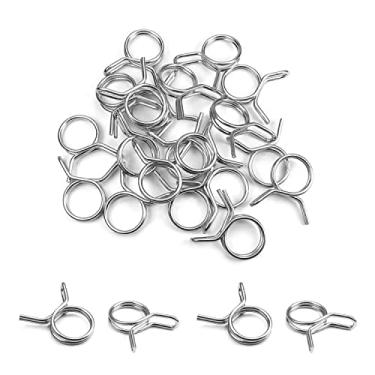 Imagem de Bettomshin 20 peças braçadeira de mangueira de mola de fio duplo 16 mm motocicleta ATV linha de combustível tubo de mangueira de silicone clipes de mola zinco tom prata