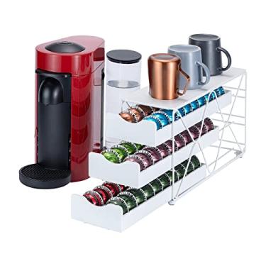 Imagem de Flagship Suporte de cápsulas Nespresso com 3 camadas para cápsulas de café Nespresso Vertuo Pod com branco elegante (capacidade para 60 cápsulas)