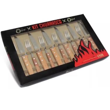 Imagem de Faqueiro Jogo Churrasco Faca Carne Garfo 12 Pçs Oxford