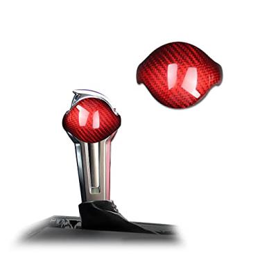 Imagem de ontto Adesivo de acabamento de manípulo de mudança de marchas em fibra de carbono real apto para Ford Mustang 2015-2019 Vermelho