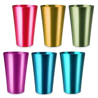 Imagem de 6 peças de copos de alumínio copos de metal - copos de alumínio bola 473 ml conjunto de copos de metal copo de vinho copos de metal para beber - copos de alumínio para bebidas copos coloridos conjunto
