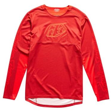 Imagem de Troy Lee Designs Camiseta Sprint de manga comprida para adultos Mountain Bike BMX, cone, laranja fogo, G