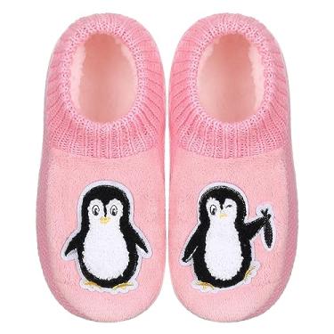 Imagem de ZYZX Pantufas femininas de animais com pegas, chinelos de malha quentes de inverno, divertidas, fofas, antiderrapantes, felpudas, aconchegantes e macias, meias forradas com lã, presentes, 125 g,