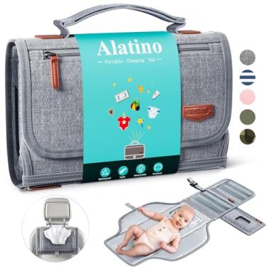 Imagem de Alatino Trocador de fraldas portátil para bebê, trocador removível de viagem com bolso para lenços umedecidos, presentes para chá de bebê, meninas e meninos recém-nascidos (cinza)