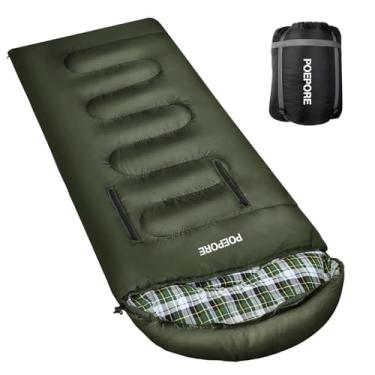 Imagem de POEPORE Sacos de dormir para adultos, flanela de algodão leve com furos de zíper no braço, sacos de dormir 2GG com travesseiro saco de compressão para acampamento ao ar livre, mochila