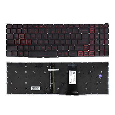 Imagem de LXDDP Teclado retroiluminado vermelho com layout dos EUA para Acer Nitro 5 AN51554 AN5155450AF AN5155455YM AN5155458YY AN5155471FT preto