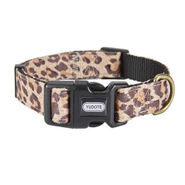 Imagem de Coleira de cachorro com estampa de leopardo, fita ajustável de nylon plus, para cães pequenos machos (P, leopardo preto)
