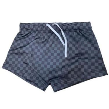 Imagem de Sunga Infantil Juvenil Xadrez Proteção Solar UV50 Praia Sol Masculino-Masculino