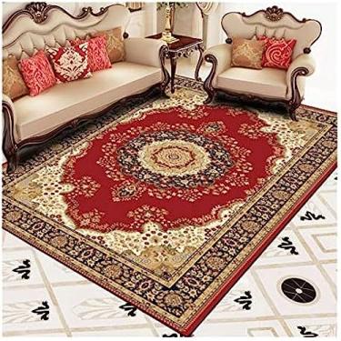 Imagem de Tapetes ultra macios para áreas internas modernas Tapete clássico europeu de arte persa para sala de estar Quarto Tapete antiderrapante Tapete de cozinha moderno Tapete de área, vermelho, 16