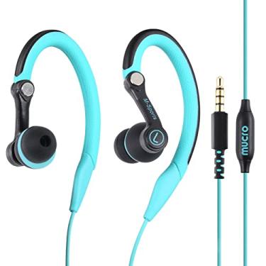 Imagem de mucro Fones de ouvido esportivos com fio com ganchos na orelha, à prova de suor, fones de ouvido de corrida para treino, corrida, academia, fones de ouvido para dispositivos com conector de 3,5 mm