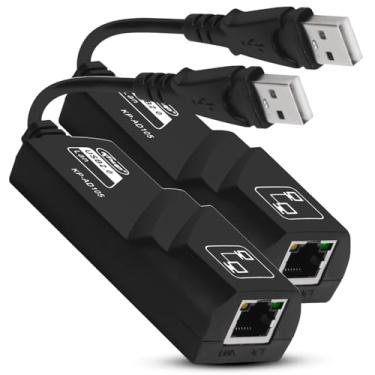 Imagem de Kit 2 Adaptador USB Conversor Para Rede RJ45 LAN Ethernet 10/100 Mbps com Led Indicador e Chip Fast PC Computador Notebook Note MacBook Mac XPS Surface Pro Transceiver