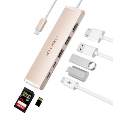 Imagem de WALNEW Hub USB-C 7 em 1 com HDMI 4K, PD de 100 W, 3 Portas de Dados 5 Gbps (1 tipo C e 2 USB 3.0), Leitor SD/TF, Adaptador Multiportas Thunderbolt 4 Dock para MacBook Pro Air, Mac, iPad 10/Mini 6