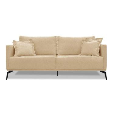 Imagem de Sofá 2 Lugares Pé De Ferro Preto Rafaela 160 Cm Linho S04 - D`rossi Cor Dourado
