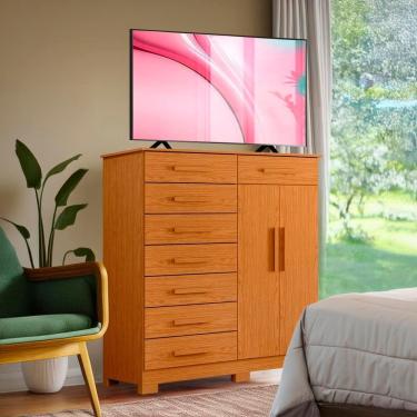 Imagem de Cômoda Para TV Até 55 Polegadas 8 Gavetas Cinamomo Villa Shop JM