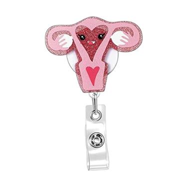 Imagem de Colaxi Suporte de carretel de crachá, porta-chaves de enfermeira, cartão de nome, corda telescópica, novidade, crachá de identificação, chaveiro retrátil, Útero