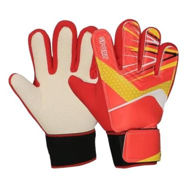 Imagem de rockible Luvas de goleiro de futebol adulto luvas de proteção de dedo forte aderência durável resistente ao desgaste profissional na moda para iniciantes, Vermelho