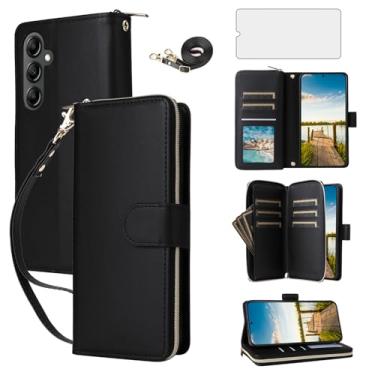 Imagem de Asuwish Capa de celular para Samsung Galaxy A14/M14 5G com protetor de tela de vidro temperado e carteira com zíper e compartimento para cartão com suporte flip acessórios para celular A 14 4G 14 A 14