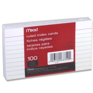 Imagem de Mead Fichas pautadas, 7,6 x 12,7 cm, branco, 100 por pacote, pacote com 4