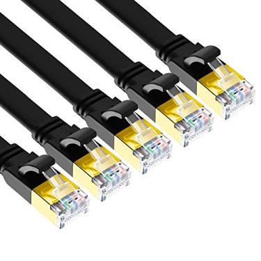 Imagem de Yauhody Cabo Ethernet CAT 8, pacote com 5 cabos de rede CAT8 de 4,5 m, cabo LAN de rede SFTP de alta velocidade 40Gbps 2000MHz 26AWG SFTP RJ45 banhado a ouro para jogos, roteador, modem, PS5, PS4