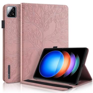 Imagem de Tábua PC Capa Compatível com Xiaomi Pad 6S Pro 12,4 polegadas 2024 lançado em couro PU Caso Flip Wallet Capa protetora Tree Of Life Tablet Caso Slot para cartão Capa para Tablet PC(Size:Rose Gold)