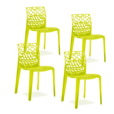 Imagem de Conjunto com 4 Cadeiras Fixas Coral Yellow
