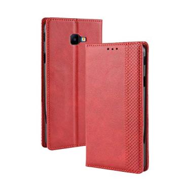 Imagem de Capa para Samsung Galaxy J4 Plus, carteira de couro com suporte flip para Samsung Galaxy J4 Plus, capa magnética retrô para celular, capa carteira com compartimentos para cartões