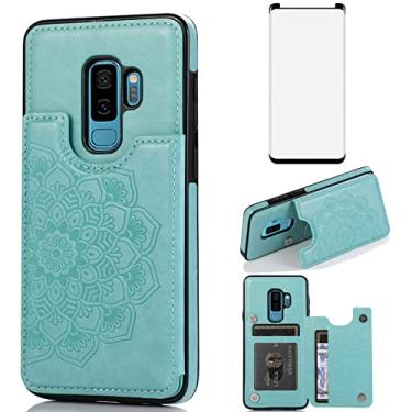Imagem de Asuwish Compatível com capa para Samsung Galaxy S9 e protetor de tela de vidro temperado, acessórios para celular, compartimento para cartão, suporte de suporte, capa protetora para celular para