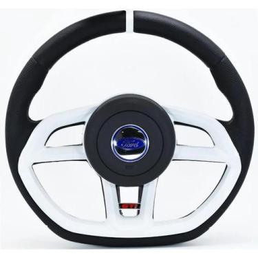 Imagem de Volante Esportivo Ford Eco Fiesta Ka Escort Cor Branco - Fomoco