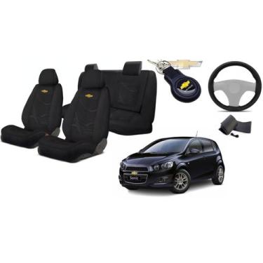 Imagem de Kit Revestimento Tecido Assentos Sonic 2012 a 2014 + Volante + Chaveir