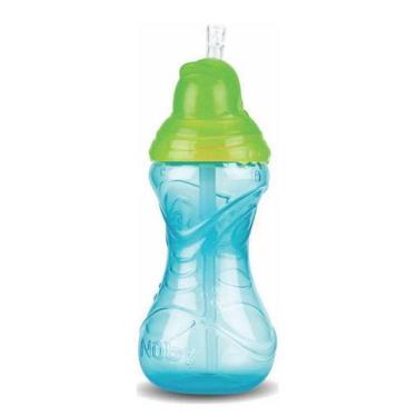 Imagem de Copo Infantil Com Canudo Silicone Azul 300ml Nuby - Cajovil