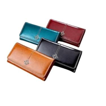 Imagem de Carteira Feminina de Couro Grande para Cartões Multi bolsos Grande (CARAMELO)