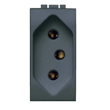 Imagem de Tomada Living Light 2 Pólos+Terra 10a Anthracite - Bticino