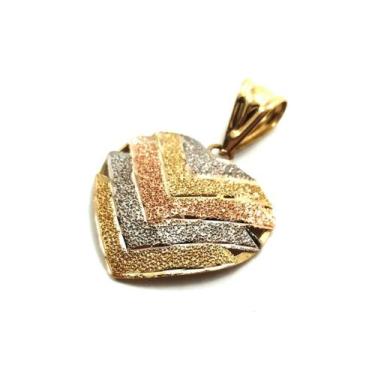 Imagem de Pingente em ouro 18k coração tricolor V - Elegancy Joias